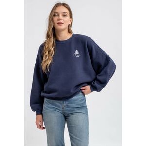 Blu Pepper Deep Blue Embroidered Sweatshirt